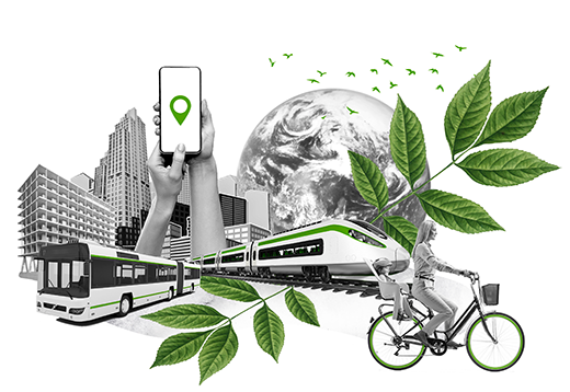 meerdere voormen van duurzamen transport op een plaatje